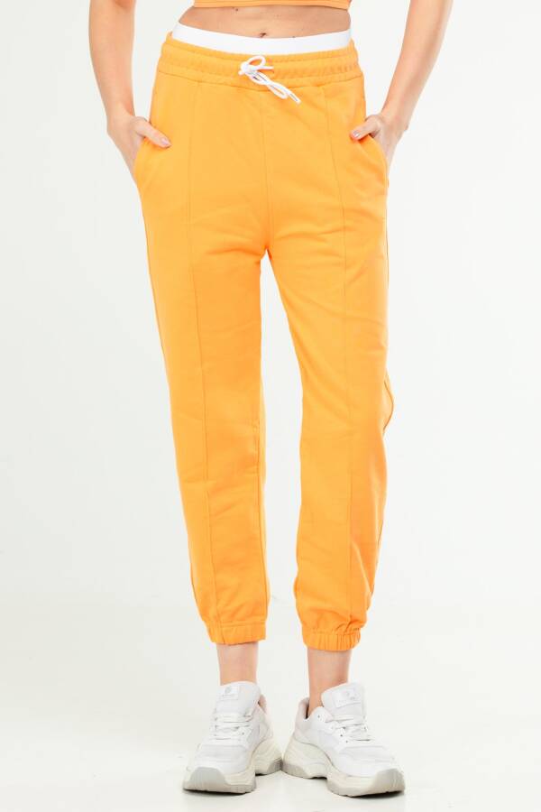 Oranj Oversize Basic Pamuklu Yüksek Bel Lastik Paça Kadın Eşofman Alt SD1000 - Speedlife